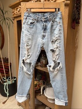 Levi's 501 Distressed Denim Jeans